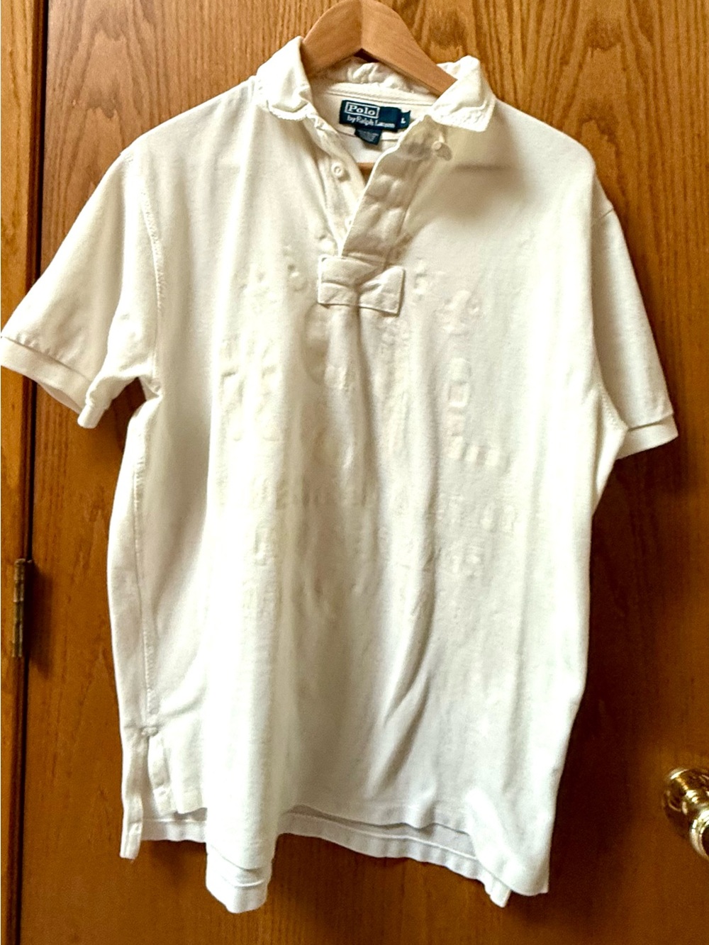 Ralph Lauren Cream Men's Short-Sleeve Polo with Tonal Logo